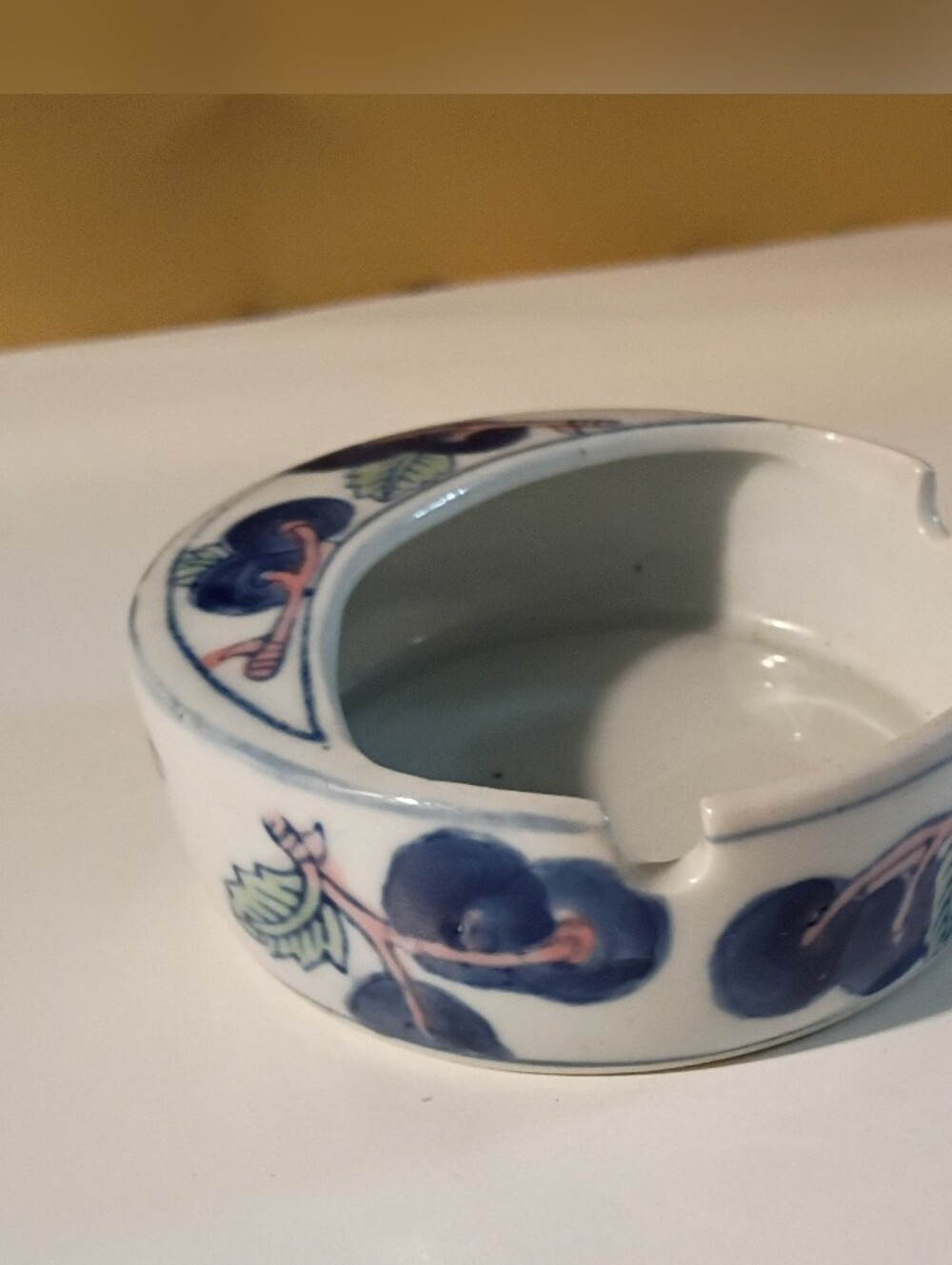 Vintage Porcelain Egoist Ashtray - Blue and White Prune